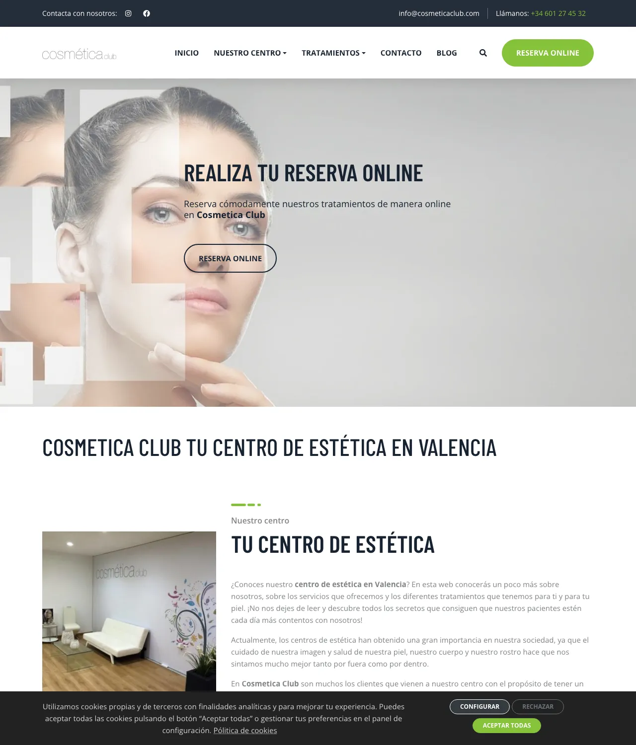 Captura de la web de Cosmética Club